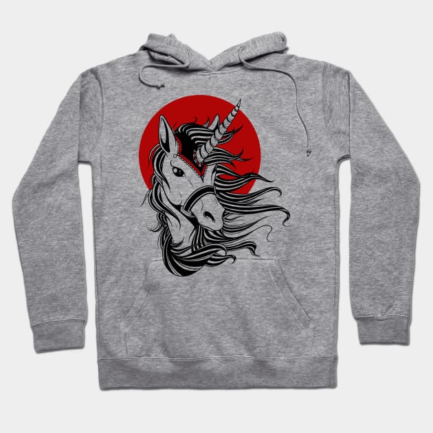 Unicorn - Black Red Hoodie by diardo